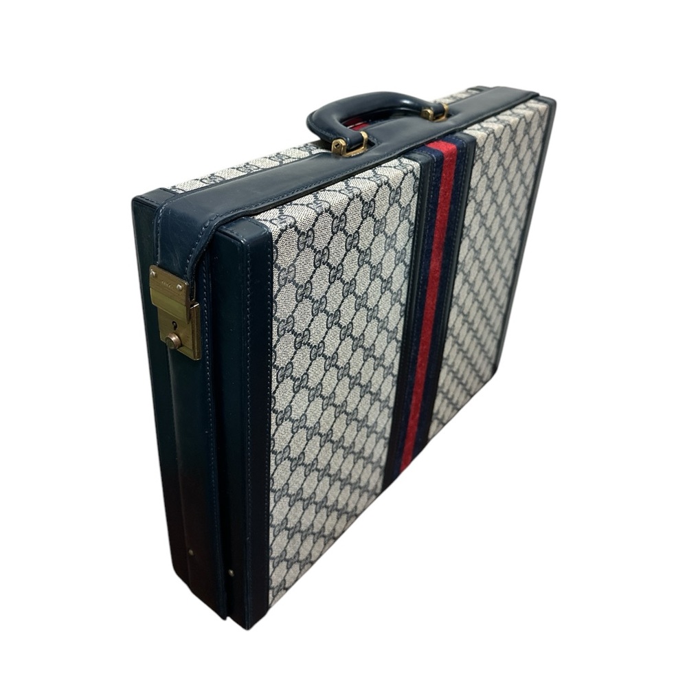 Vintage GUCCI authentic briefcase attache dark navy blue - Picture 3 of 14